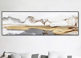 原创新中式水墨意境山水抽象金箔装饰画床头画