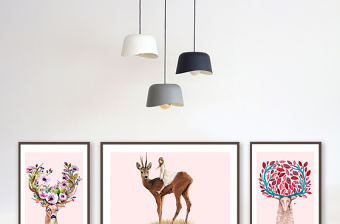 北欧水彩手绘麋鹿动物图案客厅卧室装饰画
