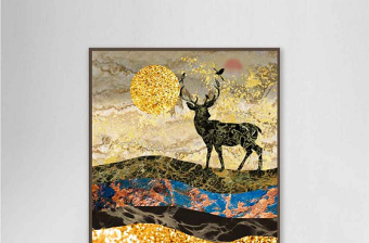 北欧现代大理石抽象鹿装饰画