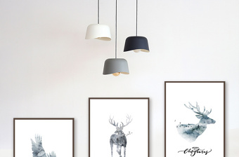 北欧简约抽象森林麋鹿装饰画小清新手绘挂画