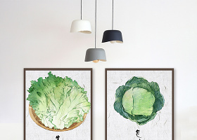 中国风手绘蔬菜餐厅装饰画