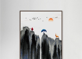 中国风水墨山水装饰无框画画