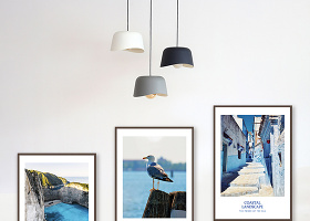 北欧地中海风格书房客厅风景蓝色海景挂画