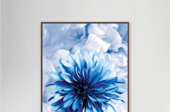 现代简约立体蓝色花卉装饰画写实花朵壁画