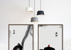 新中式水墨中国风禅意书房客厅二联装饰画
