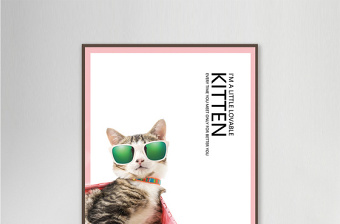 可爱动物猫咪宠物店客厅过道创意装饰画
