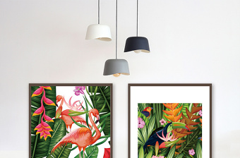 清新色彩森林系动植物客厅装饰画