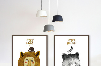 北欧动物卡通装饰画狮子熊装饰画素材背景墙