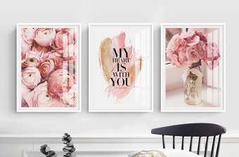 原创粉色玫瑰装饰画客厅无框画小清新风格装饰画-版权可商用