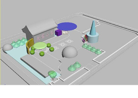 公园休闲小广场3DMAX场景景观模型