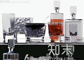 现代玻璃洋酒瓶水杯3D模型下载 现代玻璃洋酒瓶水杯3D模型下载