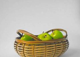 青苹果藤编篮子水果 苹果 模型 果盘3D模型下载 青苹果藤编篮子水果 苹果 模型 果盘3D模型下载