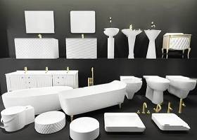 现代浴缸马桶洗手盆卫浴柜组合3D模型下载 现代浴缸马桶洗手盆卫浴柜组合3D模型下载