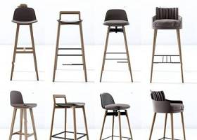 现代实木吧台椅组合3D模型下载 现代实木吧台椅组合3D模型下载