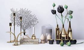 现代金属花瓶烛台摆件组合3D模型下载 现代金属花瓶烛台摆件组合3D模型下载
