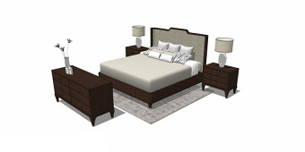 新中式卧室双人床床头柜组合SU模型下载 新中式卧室双人床床头柜组合SU模型下载