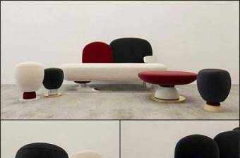 现代布艺多人沙发休闲椅组合3D模型下载 现代布艺多人沙发休闲椅组合3D模型下载