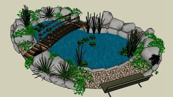 景观水池 草图大师模型SU模型下载 景观水池 草图大师模型SU模型下载