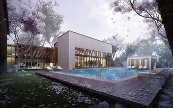 现代酒店泳池建筑外观3D模型下载 现代酒店泳池建筑外观3D模型下载