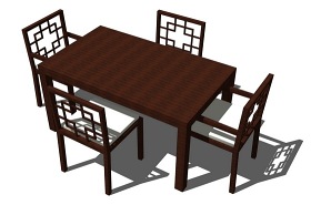新中式餐桌SU模型下载 新中式餐桌SU模型下载