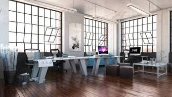 工业风办公室 工业风白色玻璃日光灯 工业风黑色方型皮质沙发凳组合3D模型下载 工业风办公室 工业风白色玻璃日光灯 工业风黑色方型皮质沙发凳组合3D模型下载