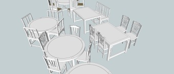中式-方桌-圆桌-官帽椅-简易餐椅SU模型下载 中式-方桌-圆桌-官帽椅-简易餐椅SU模型下载