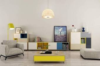 现代电视柜书柜沙发吊灯组合3D模型下载 现代电视柜书柜沙发吊灯组合3D模型下载