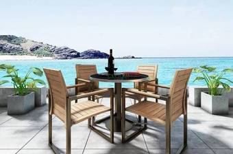 现代户外餐桌椅盆栽组合3D模型下载 现代户外餐桌椅盆栽组合3D模型下载