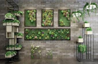 现代花架盆栽绿植墙组合3D模型下载 现代花架盆栽绿植墙组合3D模型下载
