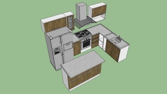 家居开放厨房 草图大师模型SU模型下载 家居开放厨房 草图大师模型SU模型下载