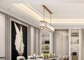 现代大都汇轻奢客厅餐厅3d模型下载 现代大都汇轻奢客厅餐厅3d模型下载