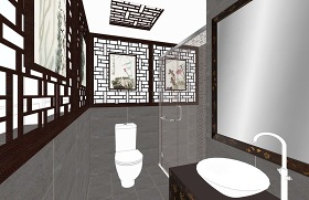 中式卫生间室内设计SU模型下载 中式卫生间室内设计SU模型下载
