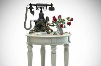 欧式圆几复古电话花卉组合3D模型下载 欧式圆几复古电话花卉组合3D模型下载