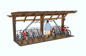 精品免费自行车单车棚su模型下载 精品免费自行车单车棚su模型下载