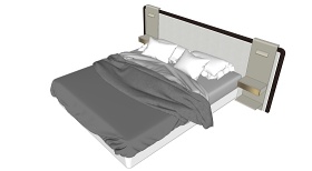 精品现代卧室双人床SU模型下载 精品现代卧室双人床SU模型下载