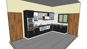 现代厨房的j-khan黑SU模型下载 现代厨房的j-khan黑SU模型下载