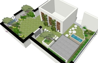 中式屋顶花园景观SU模型下载 中式屋顶花园景观SU模型下载