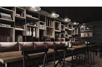 现代工业风酒吧餐厅空间3d模型下载 现代工业风酒吧餐厅空间3d模型下载