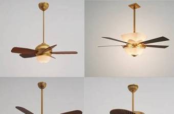 现代复古金属风扇造型吊灯组合3D模型下载 现代复古金属风扇造型吊灯组合3D模型下载