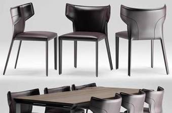 现代皮革餐桌椅组合3D模型下载下载 现代皮革餐桌椅组合3D模型下载下载