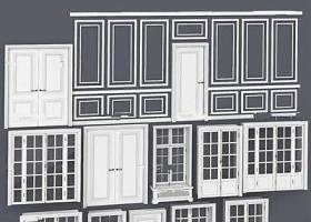 现代白色门窗组合3D模型下载 现代白色门窗组合3D模型下载