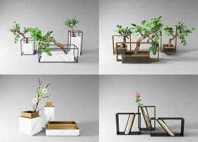 新中式植物盆栽摆件组合3d模型下载 新中式植物盆栽摆件组合3d模型下载