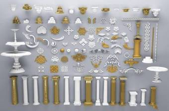 欧式雕花罗马柱组合3D模型下载 欧式雕花罗马柱组合3D模型下载