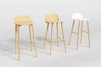 现代实木吧椅组合3D模型下载 现代实木吧椅组合3D模型下载