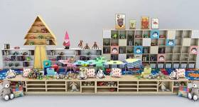 现代儿童玩具柜架摆件组合3d模型下载 现代儿童玩具柜架摆件组合3d模型下载