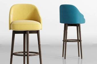 现代实木布艺吧椅组合3D模型下载 现代实木布艺吧椅组合3D模型下载