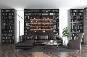 现代皮革转角多人沙发书柜组合3D模型下载 现代皮革转角多人沙发书柜组合3D模型下载