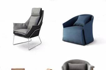 现代布艺单人沙发休闲椅组合3D模型下载 现代布艺单人沙发休闲椅组合3D模型下载