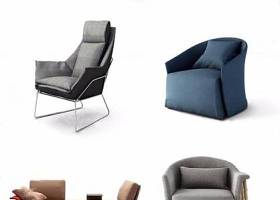 现代布艺单人沙发休闲椅组合3D模型下载 现代布艺单人沙发休闲椅组合3D模型下载