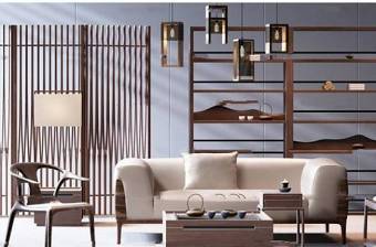 新中式客厅沙发茶几书柜组合3D模型下载 新中式客厅沙发茶几书柜组合3D模型下载